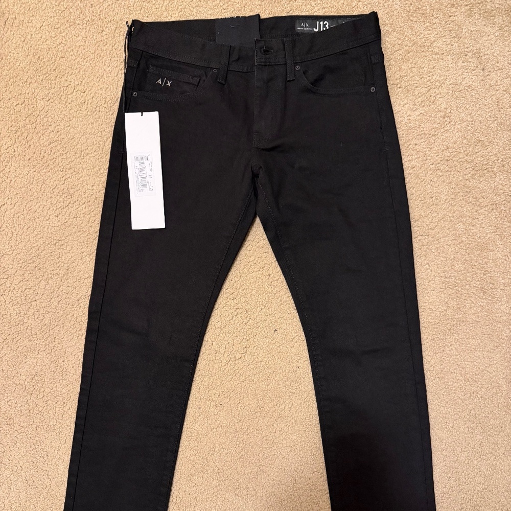 Armani Exchange J13 Slim Fit Black Jeans in Cotton Denim